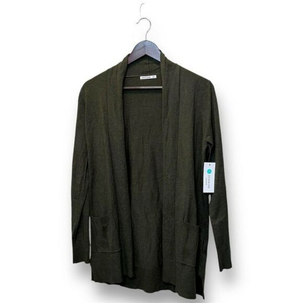 NWT Pink Clover‎ Women's Open Cardigan Green Sz S Casual Relaxed Fit Cottagecore